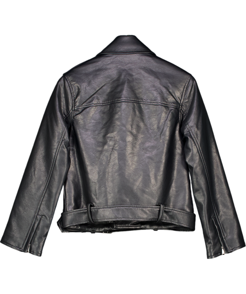 Abercrombie & Fitch Black Vegan Leather Biker Jacket UK XXS