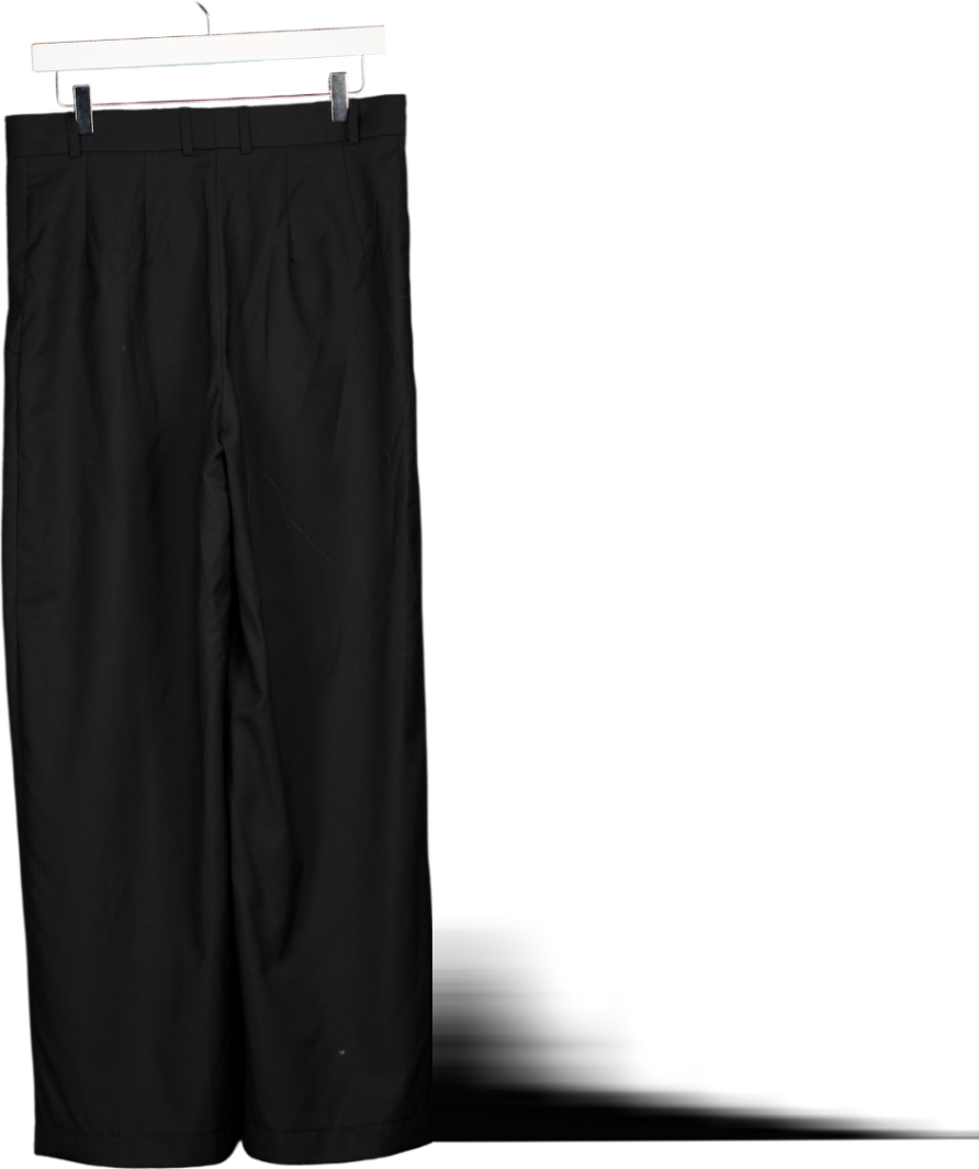 PERVERT.PRO Black 100% Fine Wool Straight Wide Trousers UK M