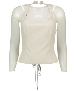 WHITE FOX Bone Grey He Said She Said Bustier Top UK M