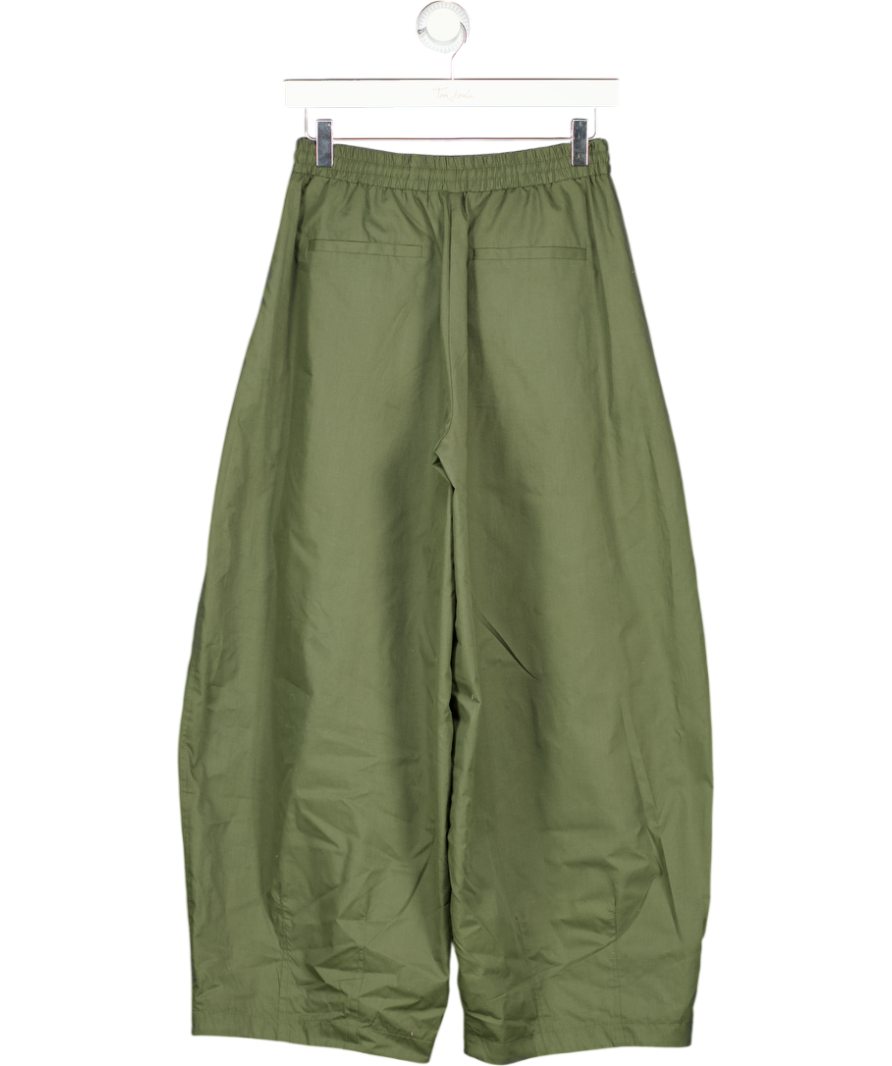 RIVER ISLAND Green Khaki Balloon Leg Pleated Trouser UK XS