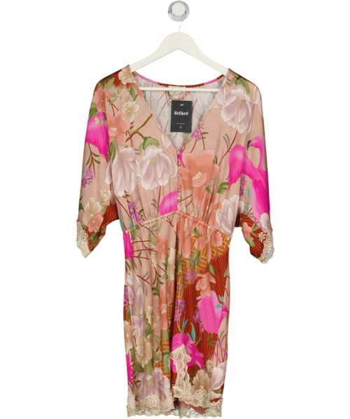 Spell Floridian Lace Mini Dress In Coral Pink UK S