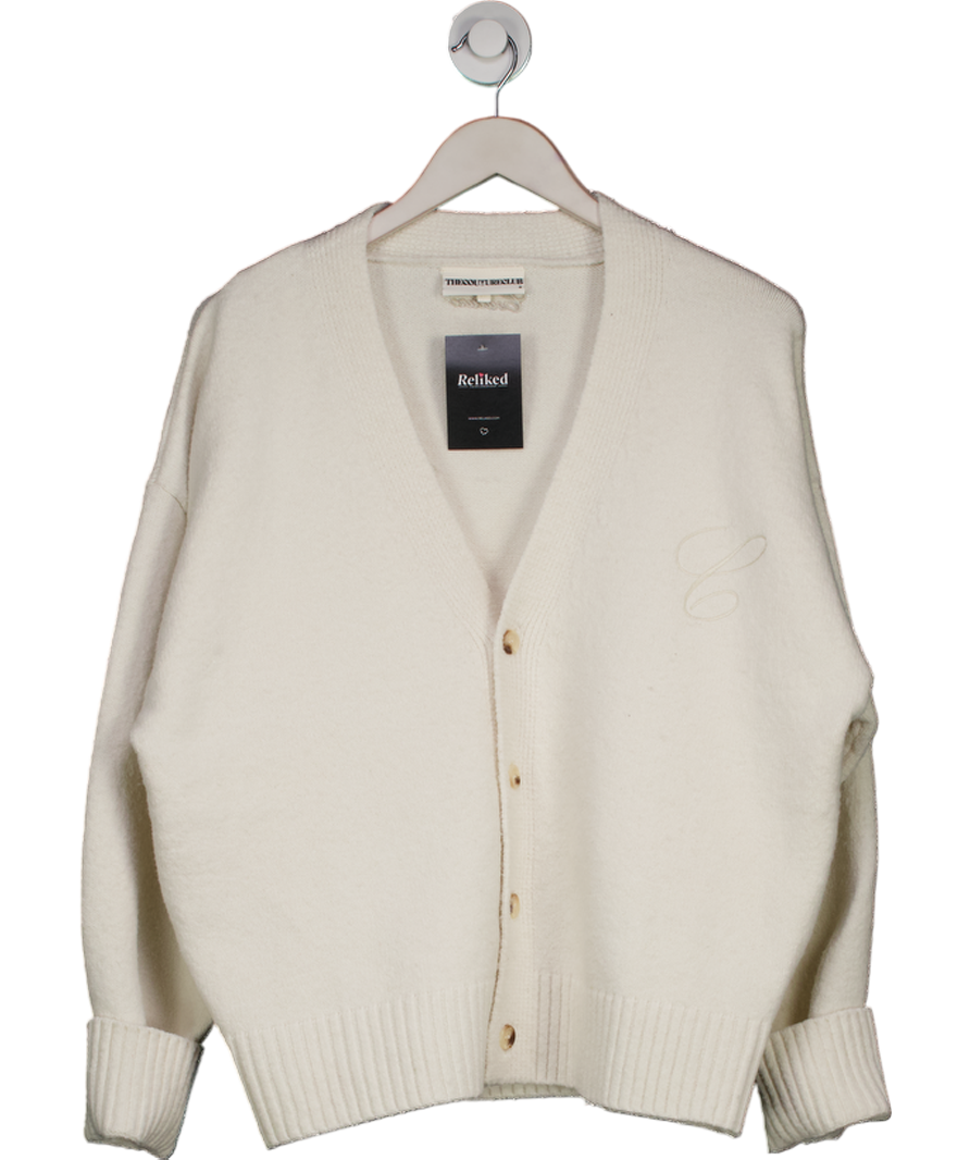 The Couture Club Cream Fluffy Knit Emblem Cardigan UK S