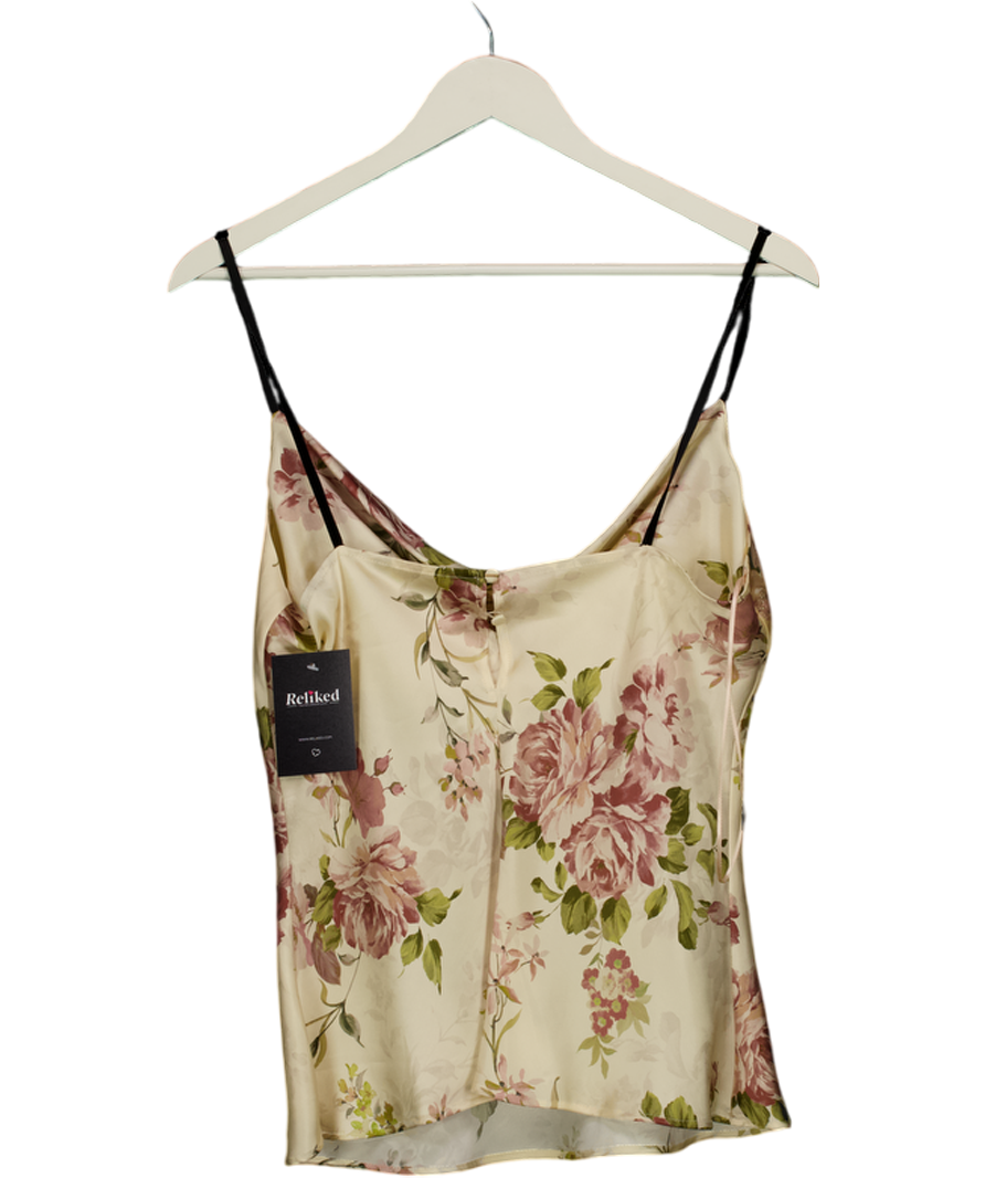 ZARA Beige Satin Floral Cami Top UK L