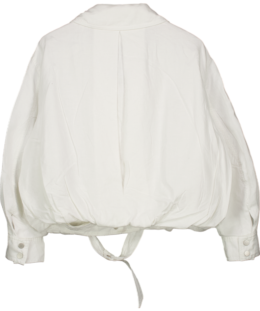 ZARA White 100% Linen Bomber Jacket Zw Collection UK S