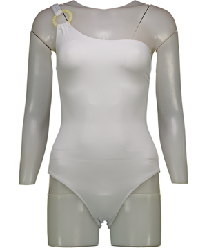 SOLID & STRIPED White One Shoulder Ring Detail Swimsuit UK S