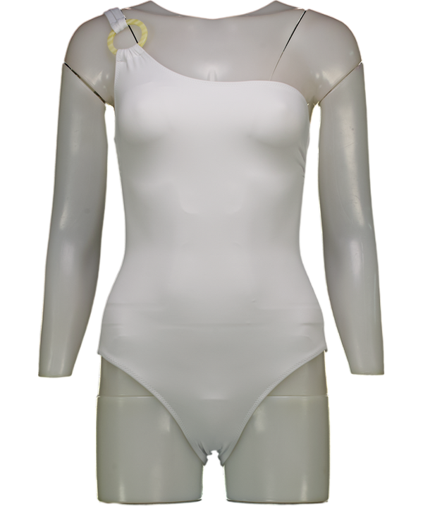 SOLID & STRIPED White One Shoulder Ring Detail Swimsuit UK S