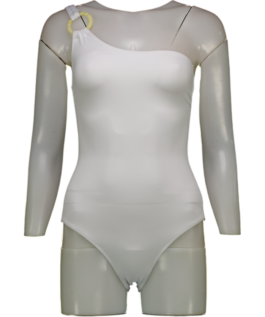 SOLID & STRIPED White One Shoulder Ring Detail Swimsuit UK S