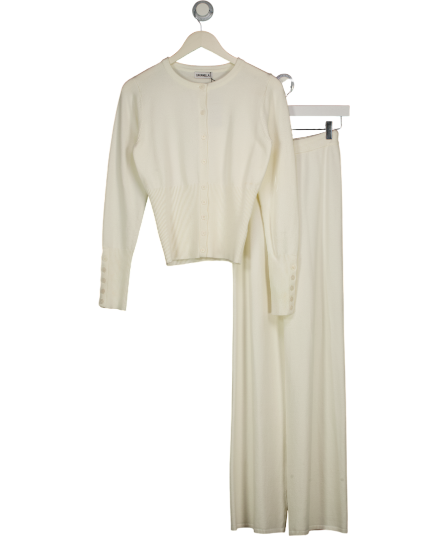 CARAMELLA 2-piece Cream Cardigan And Lunge Trouser Set UK 8