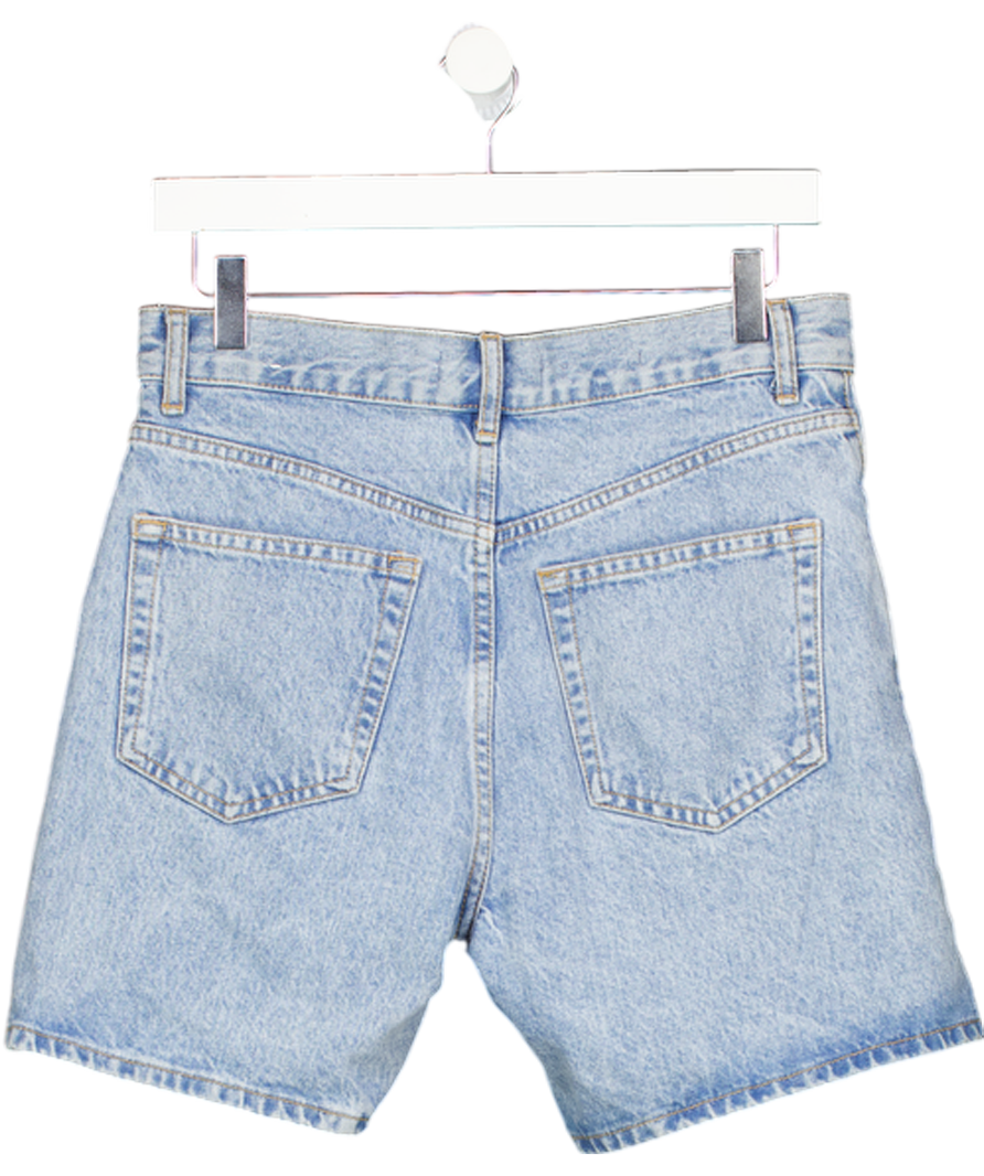 MANGO Blue Zaida Mid Waist Denim Shorts UK 8