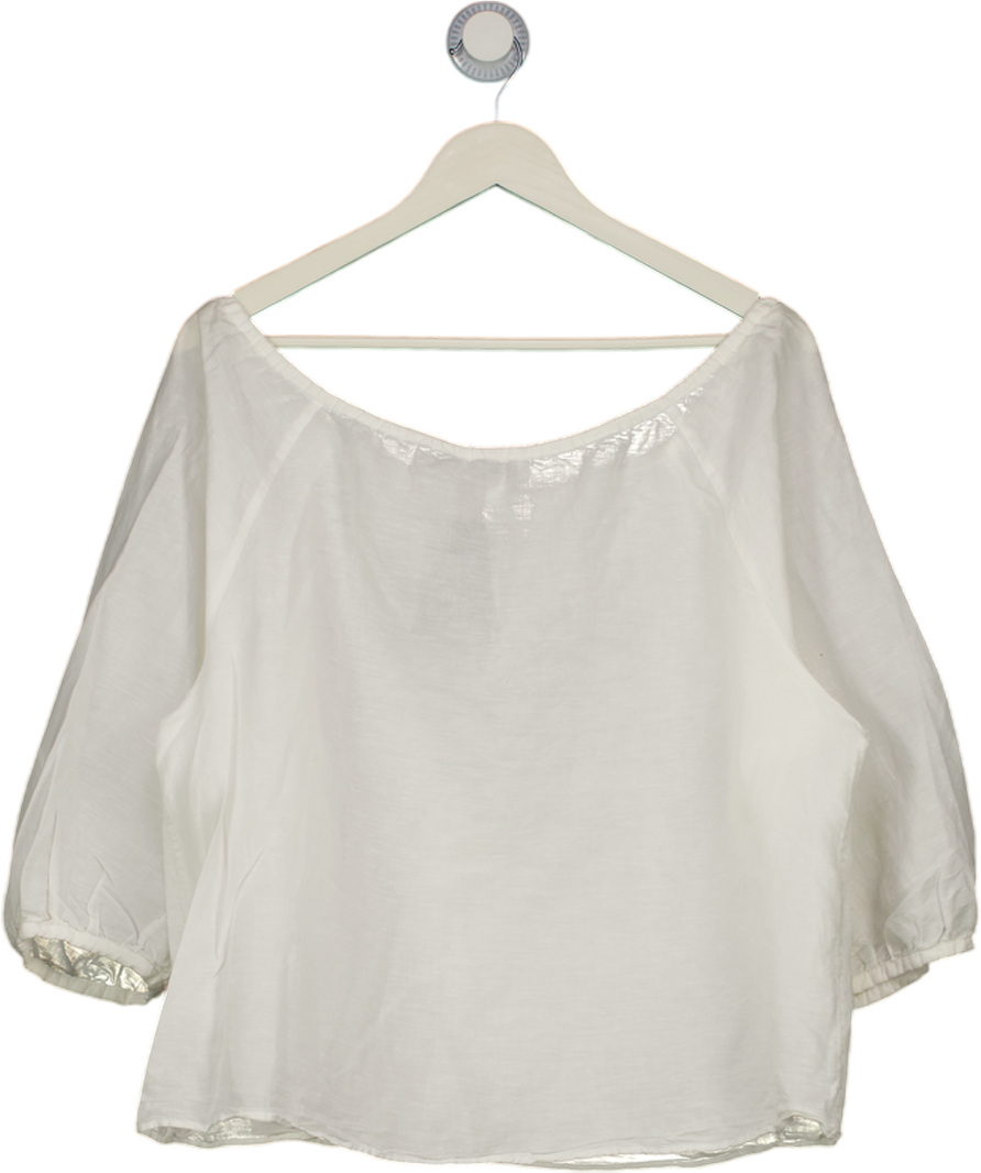 COS White Ballerina-neck Floaty Linen Blouse UK S