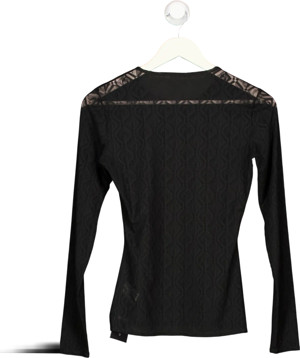Marine Serre Black Mesh Flock Round Neck Top UK S