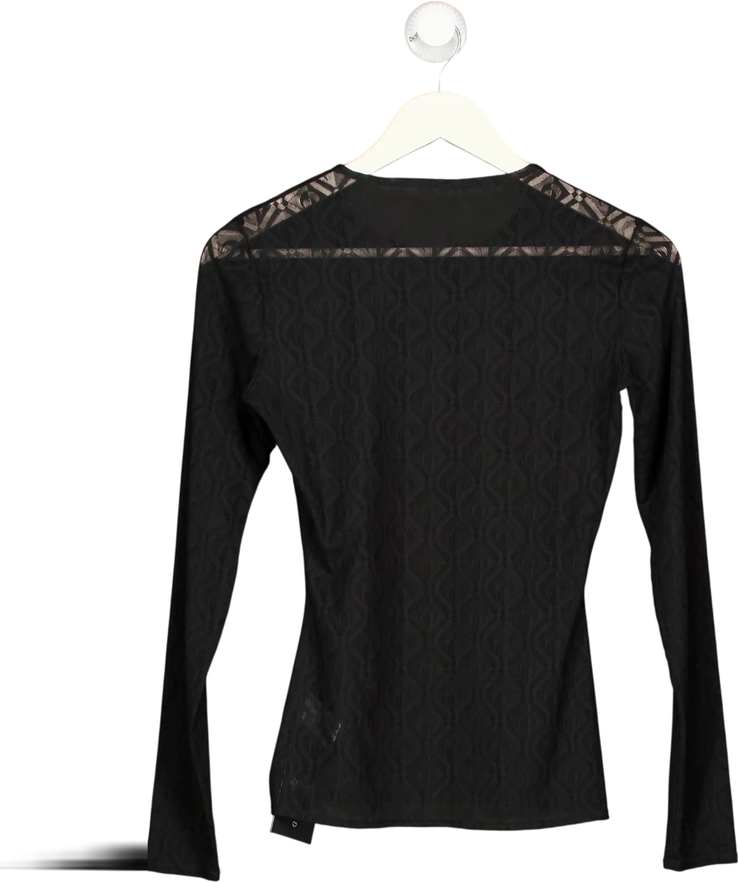 Marine Serre Black Mesh Flock Round Neck Top UK S
