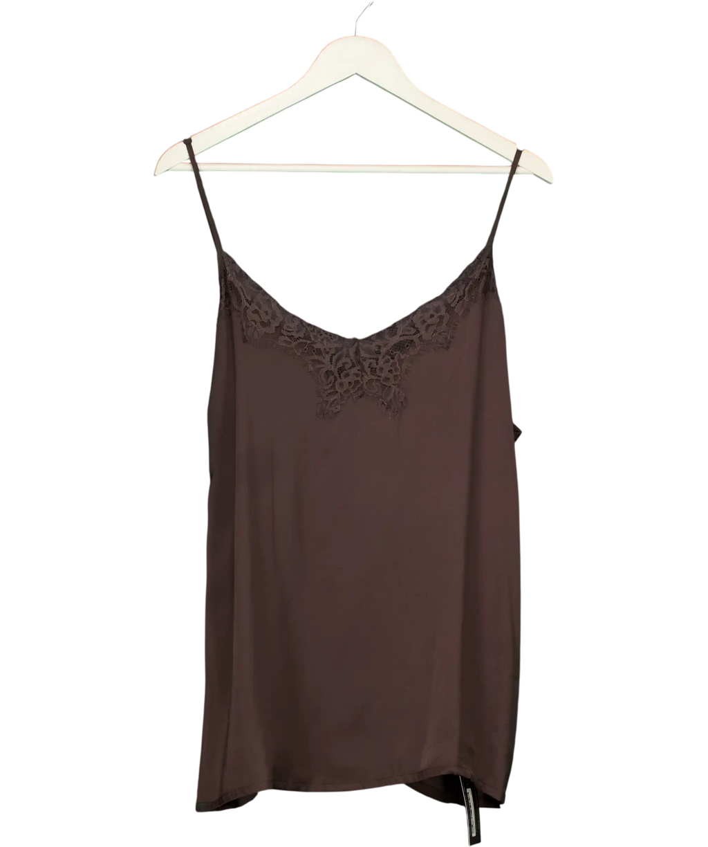 Next Brown Lace Trim Satin Cami Top UK 20