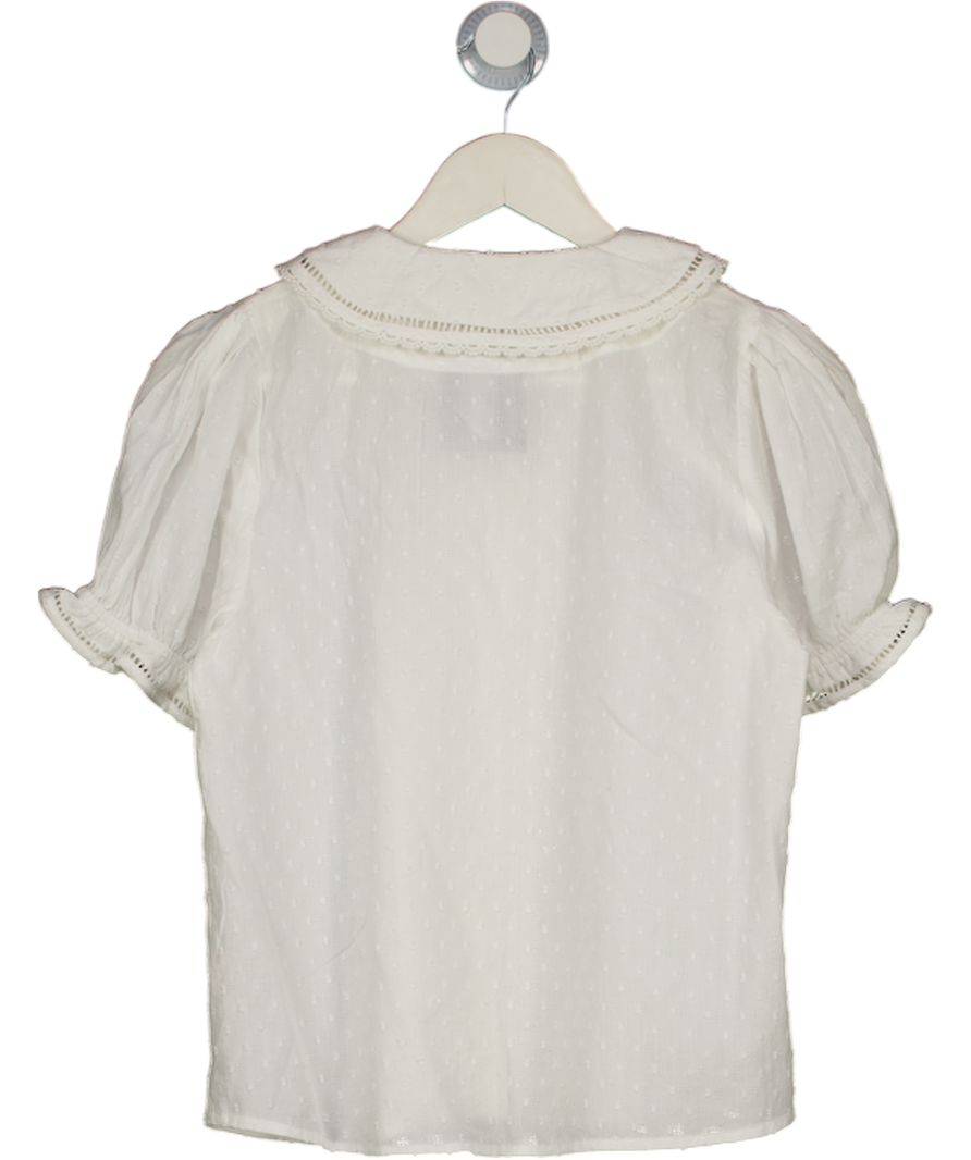 Nobody's Child White Broderie Anglaise Peter Pan Collar Blouse UK 8
