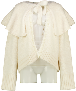 FREE PEOPLE Cardigan - Cream Wool Belnd Supersoft Bow Tie UK XL
