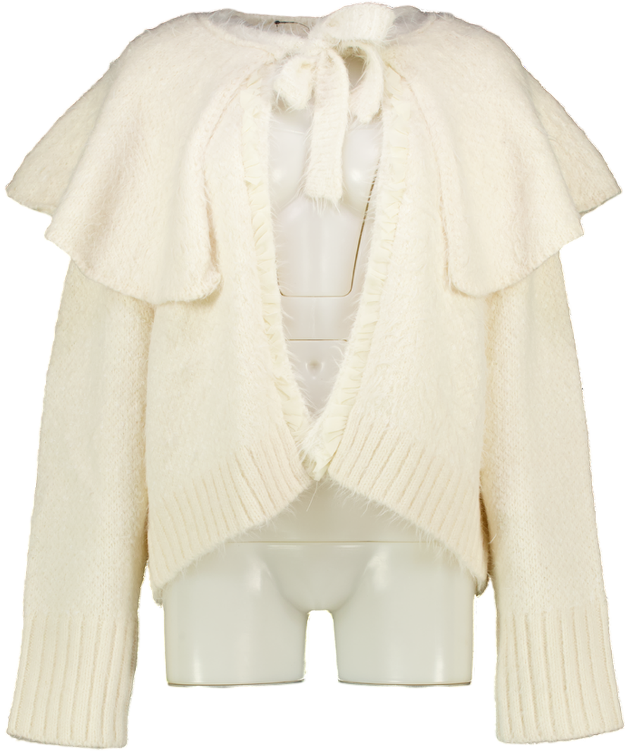 FREE PEOPLE Cardigan - Cream Wool Belnd Supersoft Bow Tie UK XL