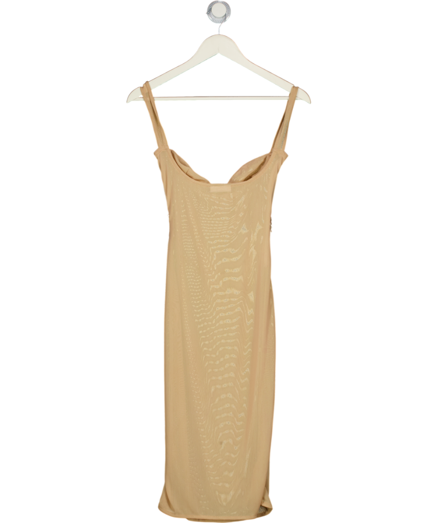 FANCI CLUB Beige Mesh Charm Detail Dress UK S