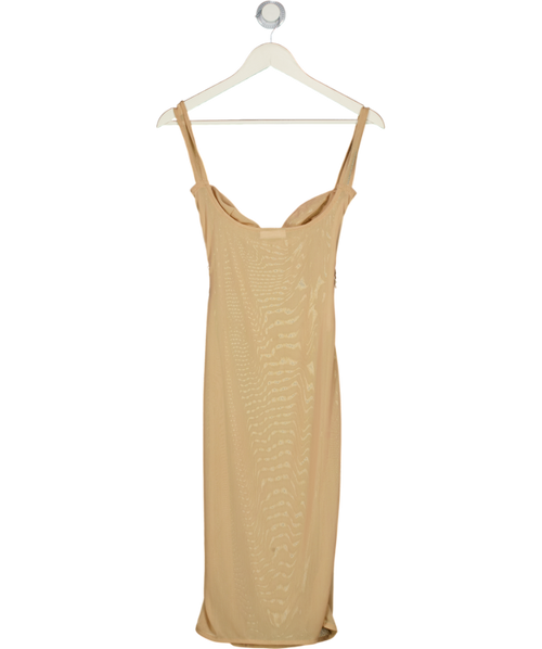 FANCI CLUB Beige Mesh Charm Detail Dress UK S