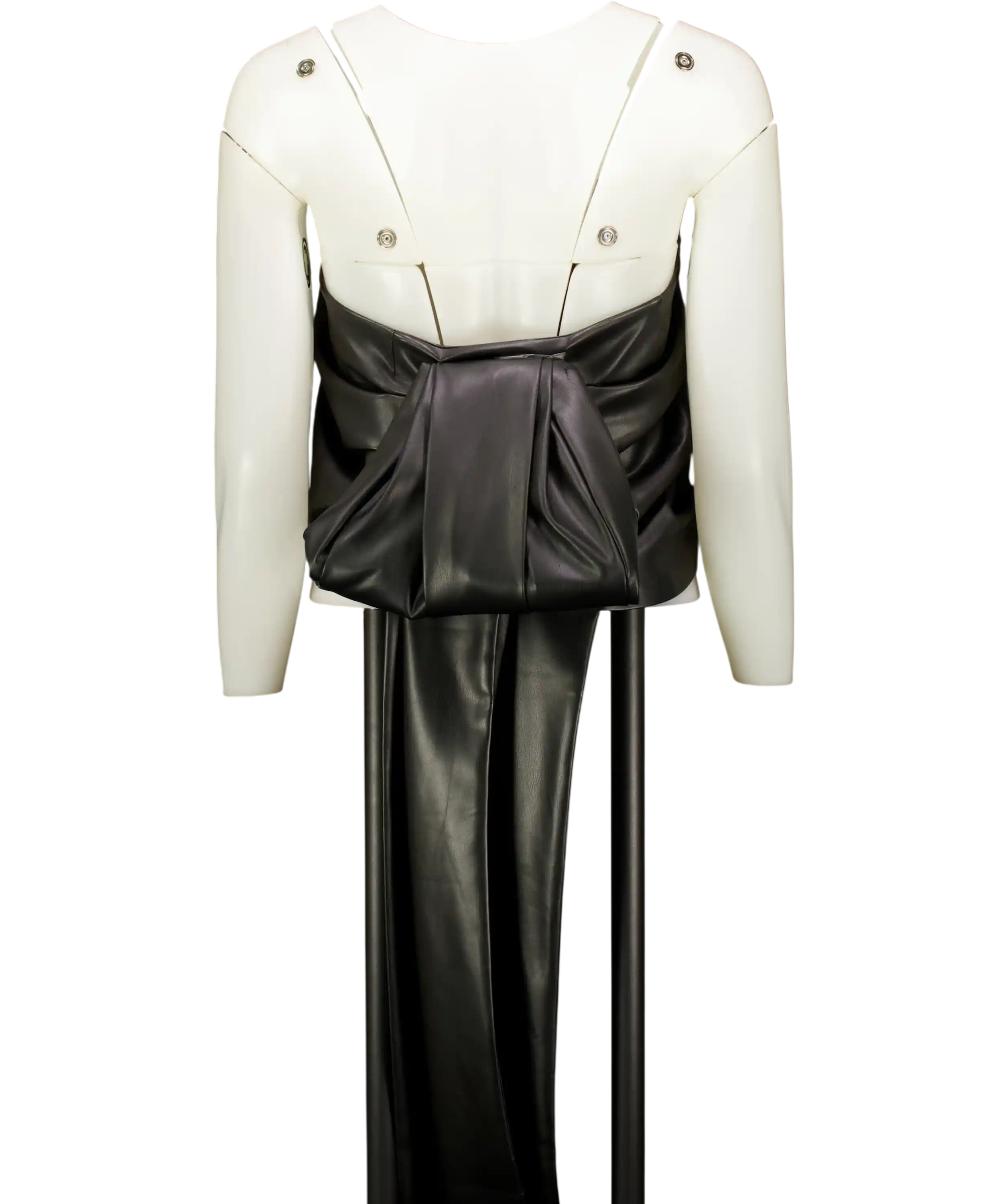 LIKA Black Draped Butter-soft Faux-leather Top UK 8