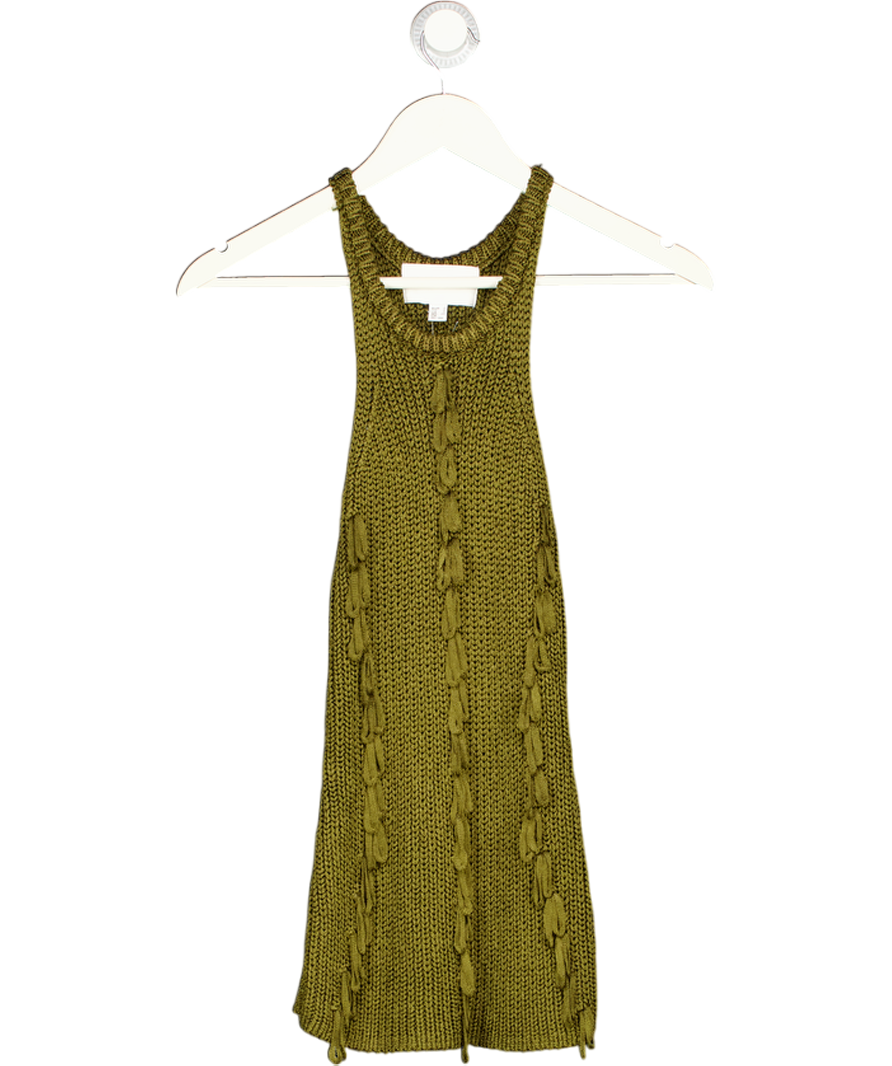 H&M EDITION Green Knitted Loop Detail Tank Top UK S