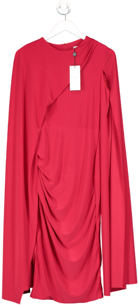 Club L Red Marysol Asymmetric Cape Midi Dress UK 12