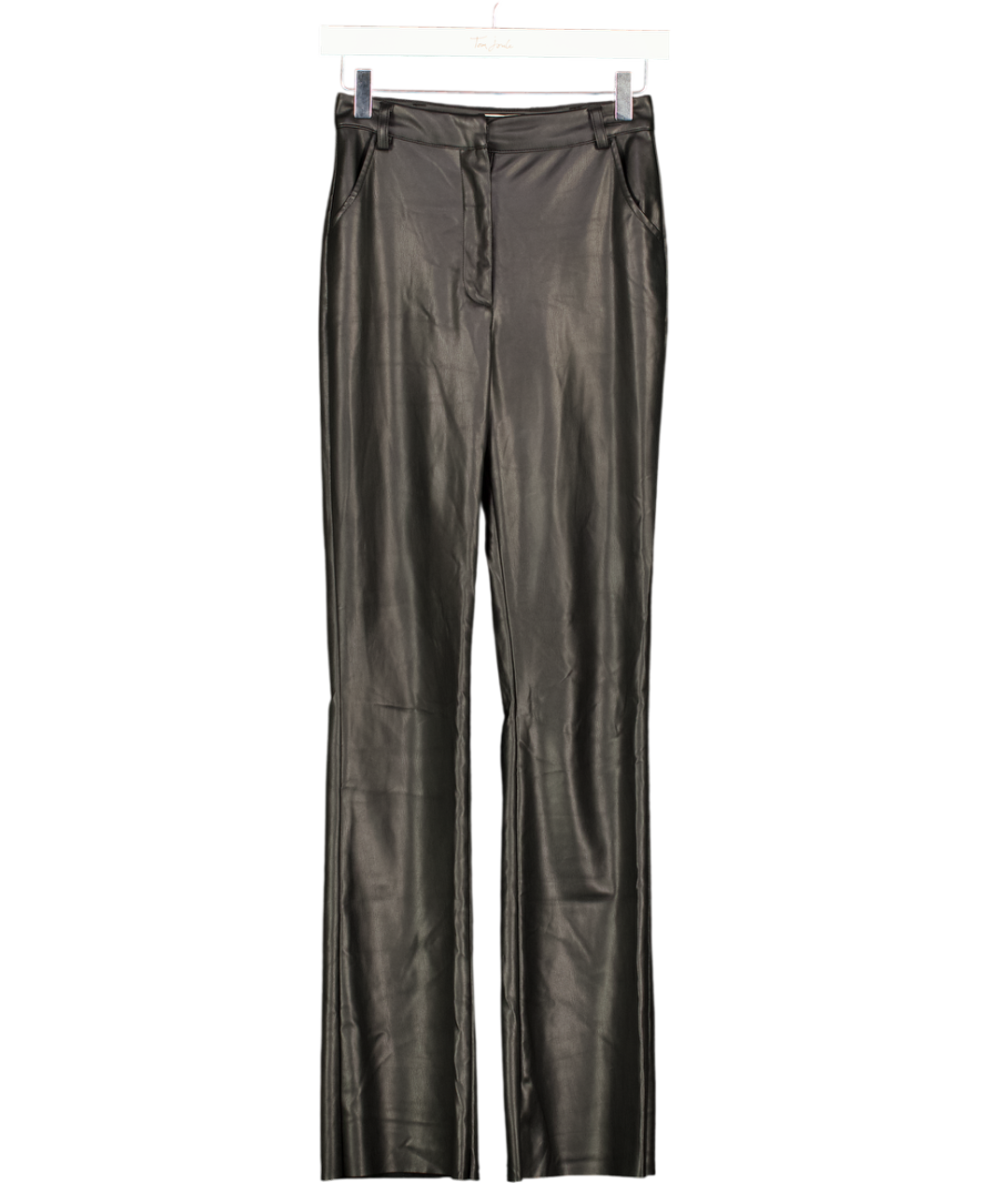 Meshki Black Leather Straight Leg Pants UK XS