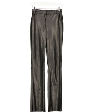 Meshki Black Leather Straight Leg Pants UK XS