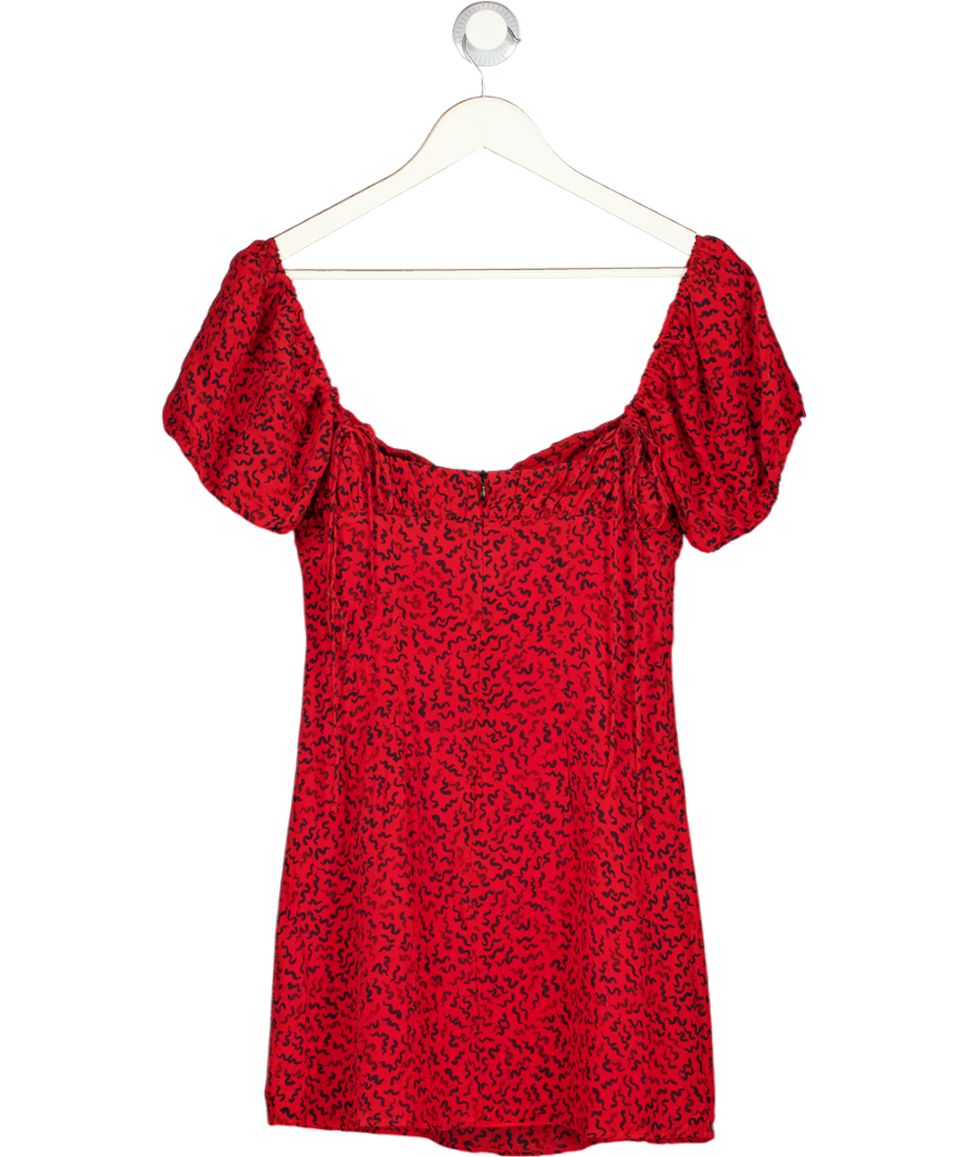 Réalisation Red Squiggle Print Silk Venus Mini Dress UK S
