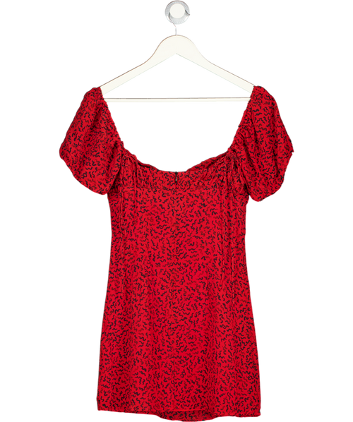 Réalisation Red Squiggle Print Silk Venus Mini Dress UK S