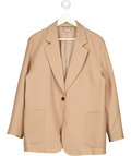 Lily Silk Beige Silk Wool Blend Oversized Blazer UK S
