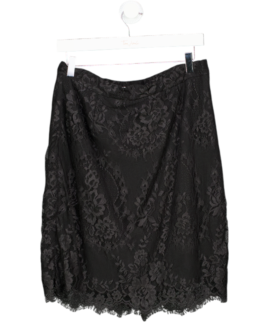 LK Bennett Black Lace Scalloped Hem Mini Skirt UK 14