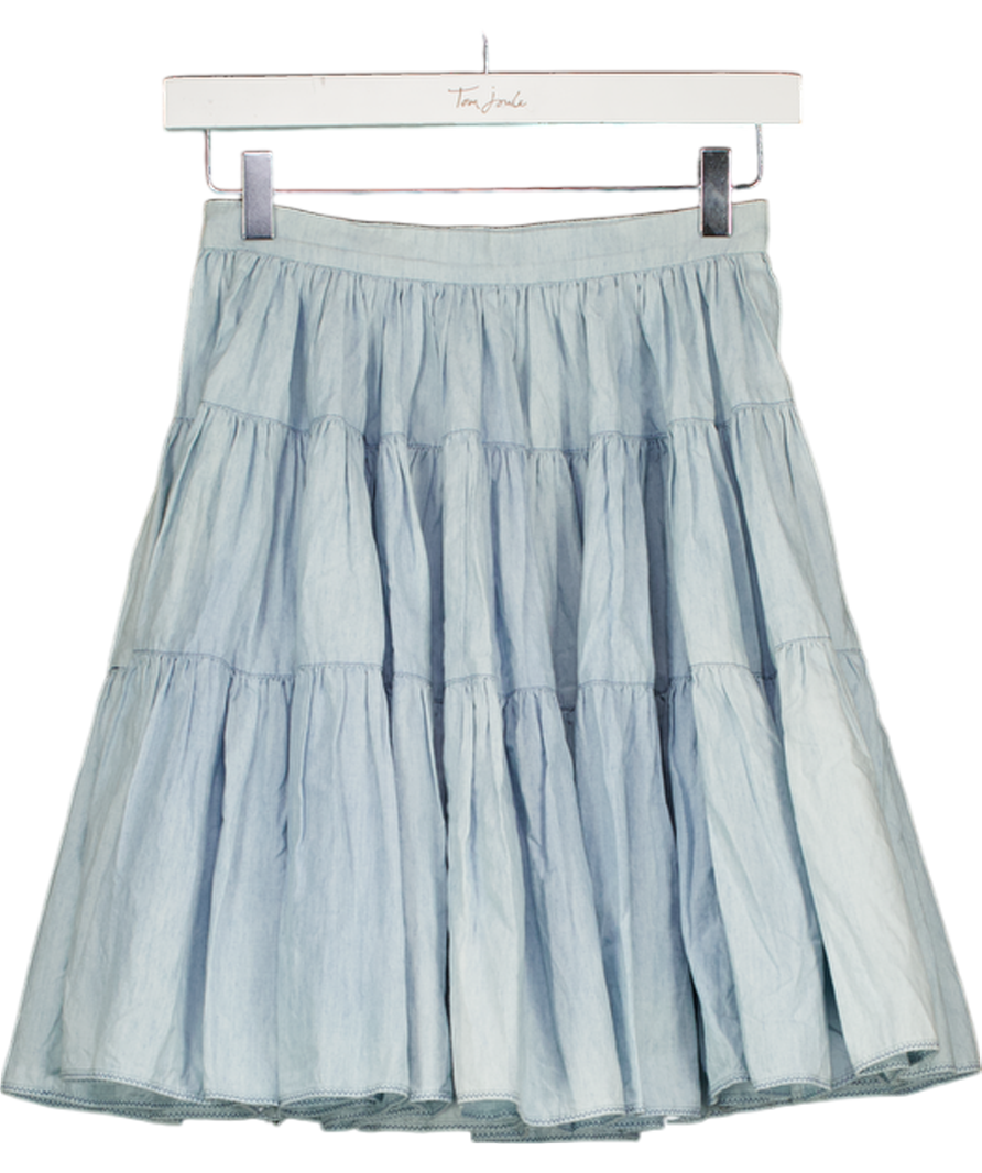MIU MIU Light Blue Chambray Tiered Mini Skirt It38 UK 6