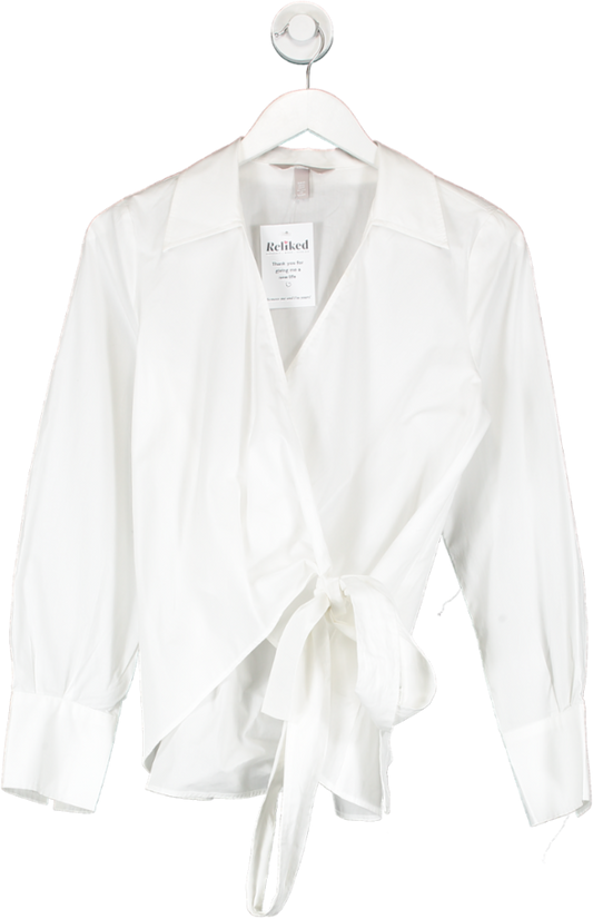 H&M White Wrap Shirt UK XS