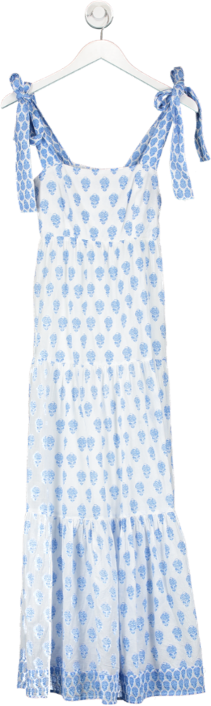 ASPIGA Blue Tabitha Organic Cotton Maxi Dress UK XXS