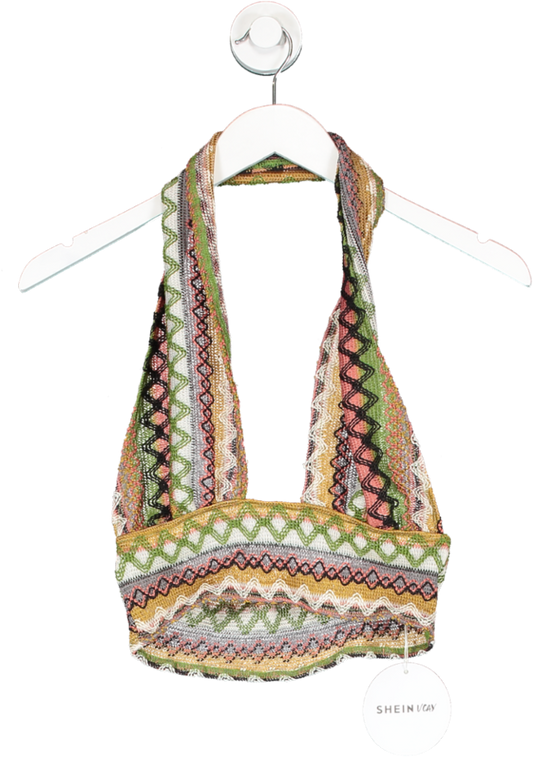 SHEIN Multicoloured Crochet Halter Top UK S
