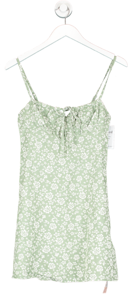 SHEIN Green Floral Print Mini Dress UK XS