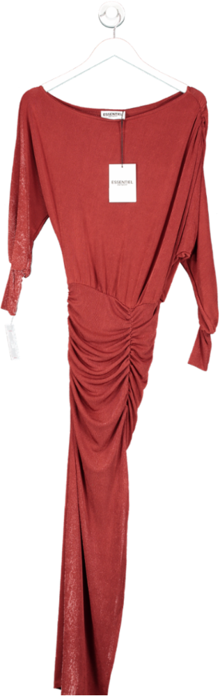 Essentiel Antwerp Burgundy Ruched Stretch-jersey Midi Dress UK 6
