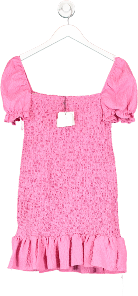 ZARA Pink Square Neck Shirred Dress BNWT UK M
