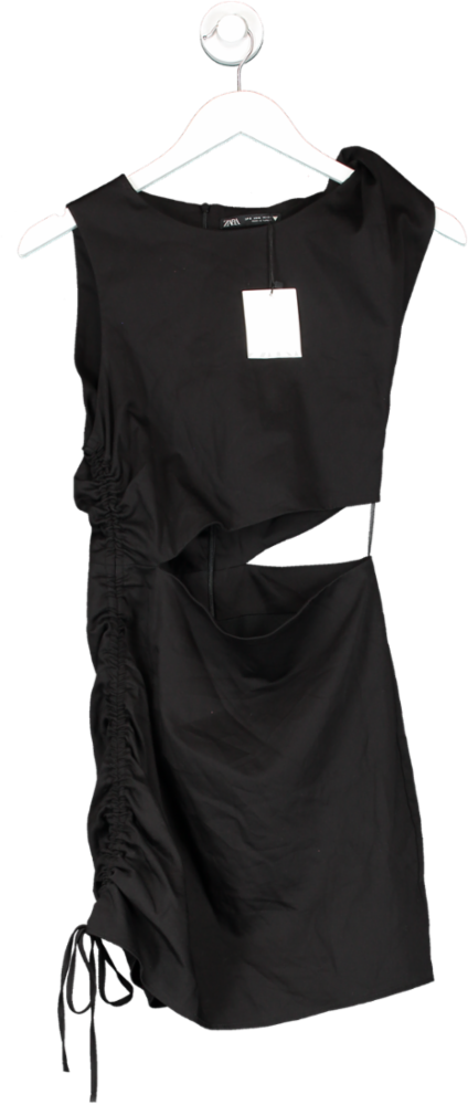 ZARA Black Cut Out Shoulder Twist Mini Dress BNWT UK S