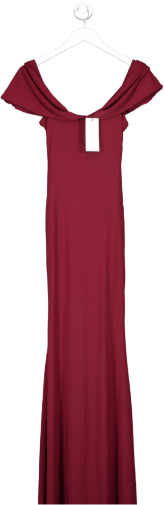 Club L Red Gabrielle Bardot Neckline With Drape Sleeves Maxi Dress UK 6