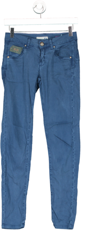La Martina Blue Skinny Fit Satin Chino Trousers UK 8