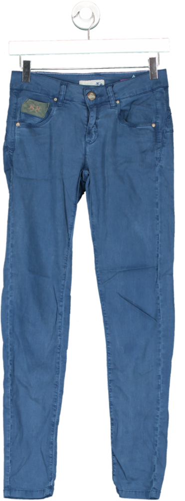La Martina Blue Skinny Fit Satin Chino Trousers UK 8