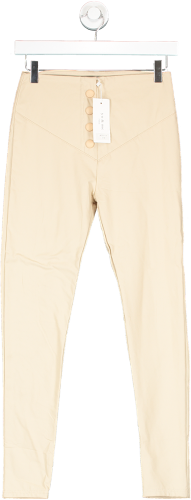 Yu & Me Cream Leather Button Up Leggings UK S/M