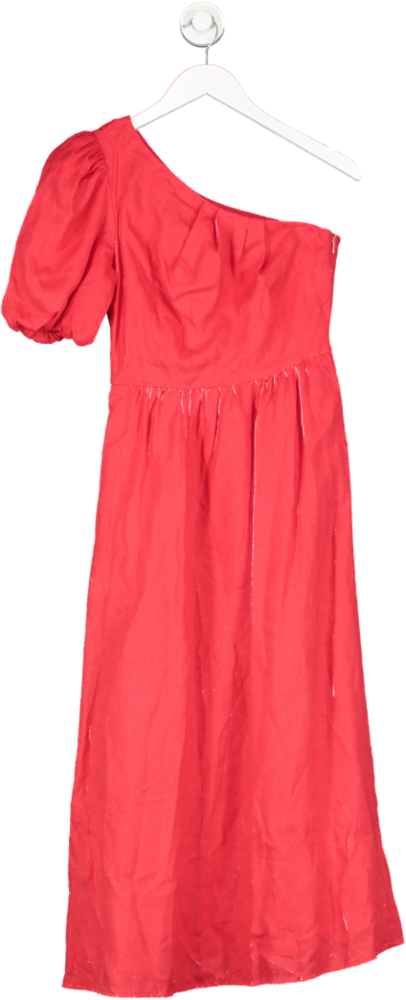 Mint Velvet Red One Shoulder Midi Dress UK 6