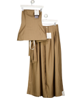 ARRANGE 2-piece Co-ord Bandeau Top & Wide Leg Trousers Set In Chocolate Brown Stripe UK 10