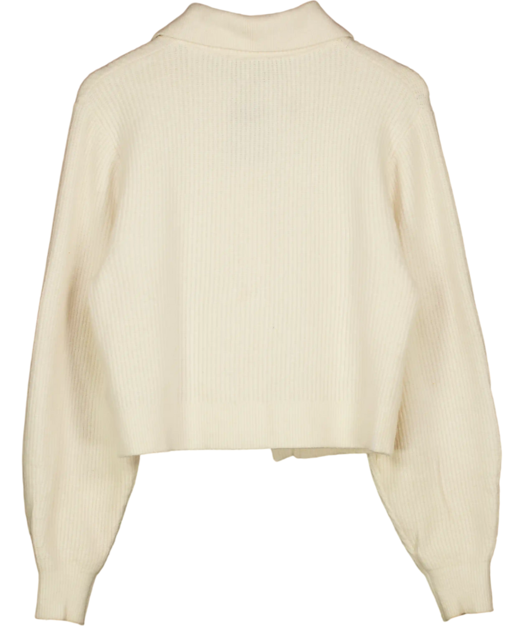 & OTHER STORIES Cream Boxy Asymmetric Rib Knit Cardigan UK S