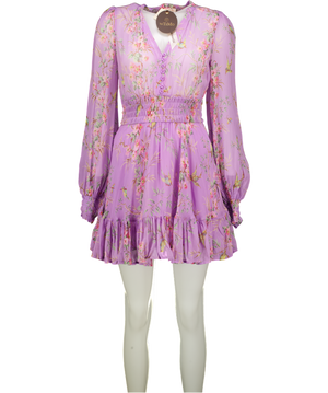 byTIMO Lilac Mini Long Sleeved Dress In Plum Garden UK S