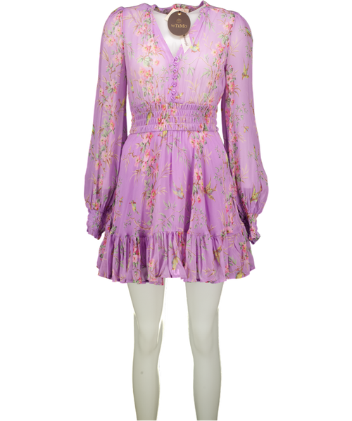 byTIMO Lilac Purple Mini Long Sleeved Dress In Plum Garden UK S