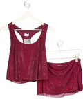 Oh Polly Red Aine Embellished Jersey Scoop-neck Racerback Top And Mini Skirt Set UK 8