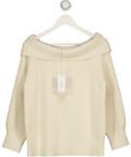 NEW LOOK Cream Ribbed Bardot Knit Jumper UK 14
